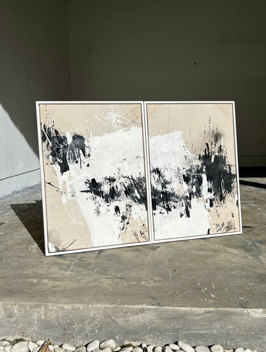 Diptych: Emotions translated into movement 70 x 100 cm